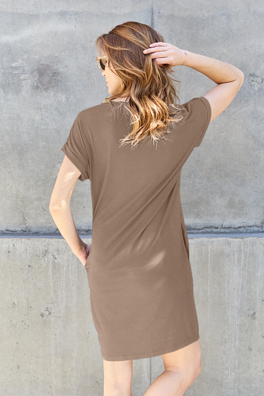 Basic Bae Full Size Round Neck Short Sleeve Dress with Pockets - Runway Regalia