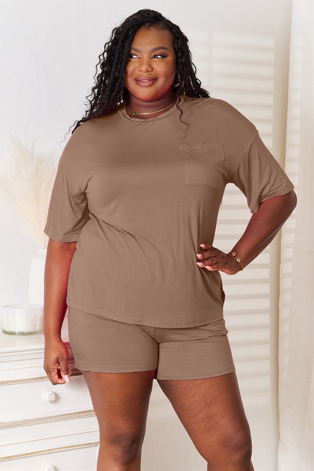 Basic Bae Full Size Soft Rayon Half Sleeve Top and Shorts Set - Runway Regalia