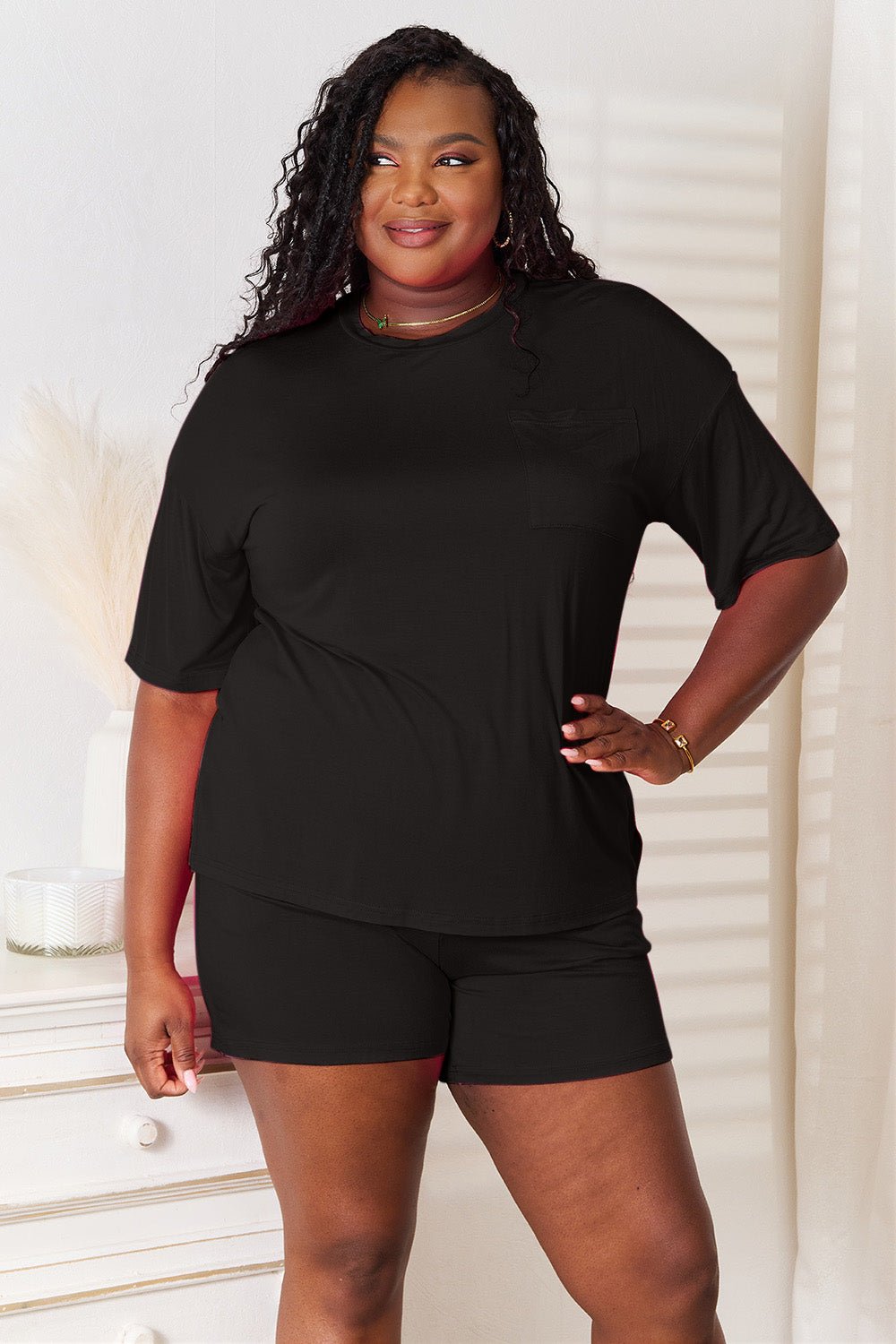 Basic Bae Full Size Soft Rayon Half Sleeve Top and Shorts Set - Runway Regalia