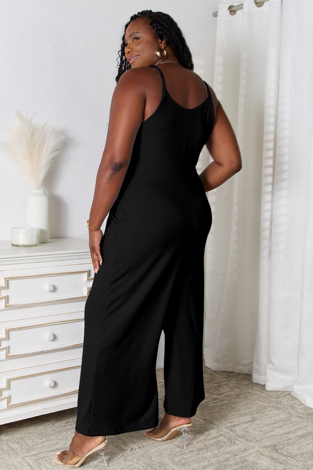 Basic Bae Full Size Spaghetti Strap V - Neck Jumpsuit - Runway Regalia