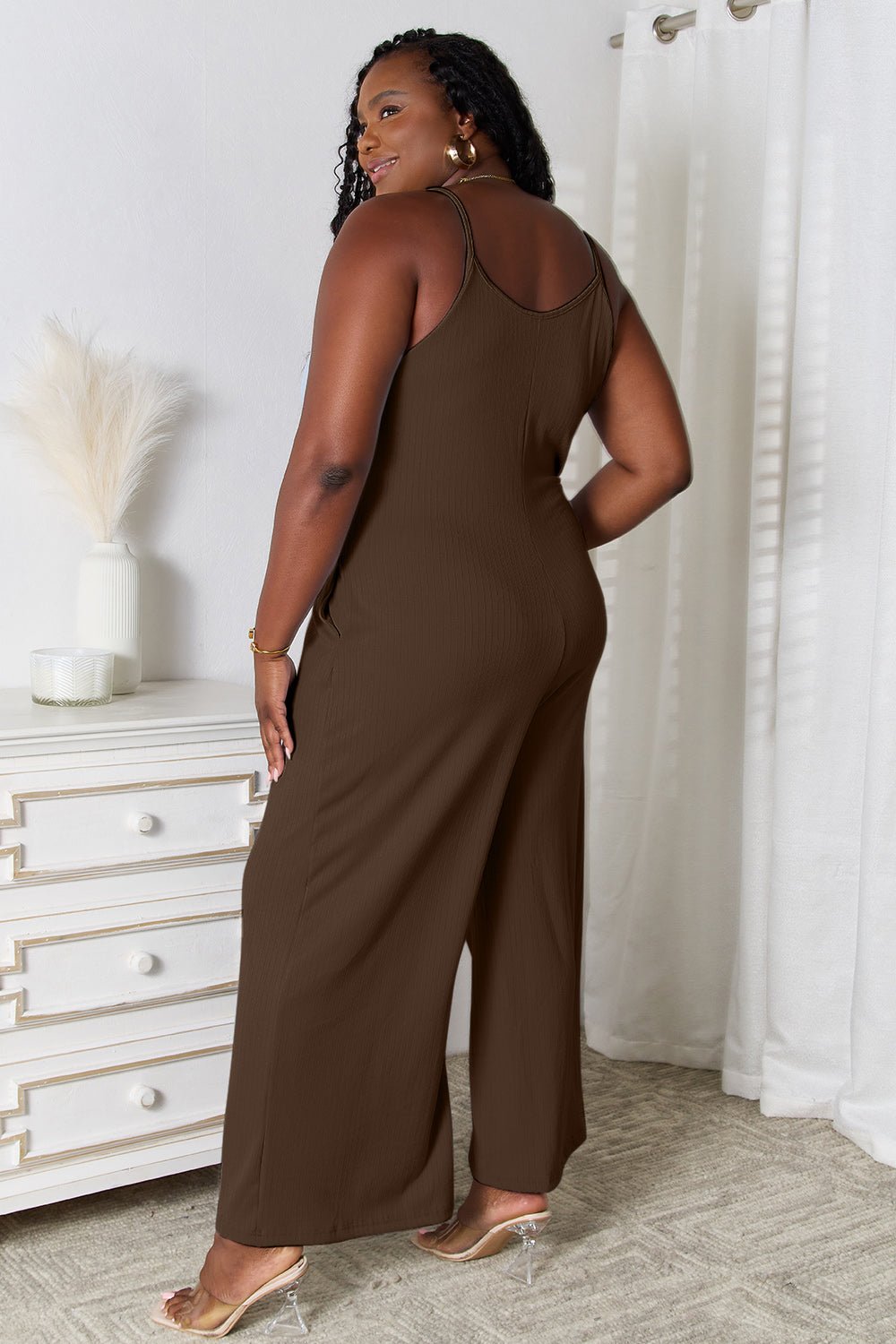 Basic Bae Full Size Spaghetti Strap V - Neck Jumpsuit - Runway Regalia