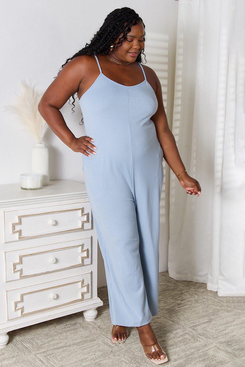 Basic Bae Full Size Spaghetti Strap V - Neck Jumpsuit - Runway Regalia