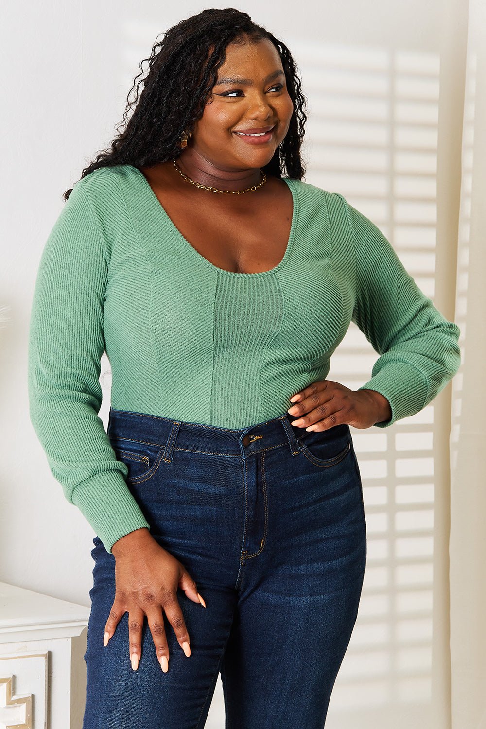 Basic Bae Scoop Neck Long Sleeve Top - Runway Regalia