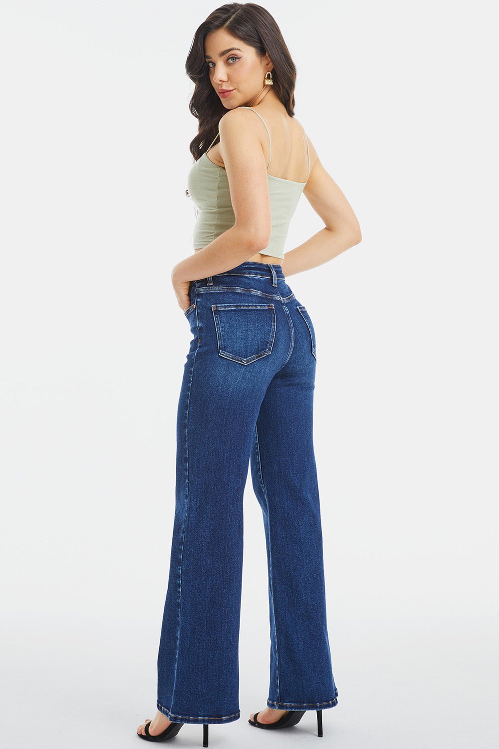 BAYEAS Full Size High Waist Cat's Whisker Wide Leg Jeans - Runway Regalia