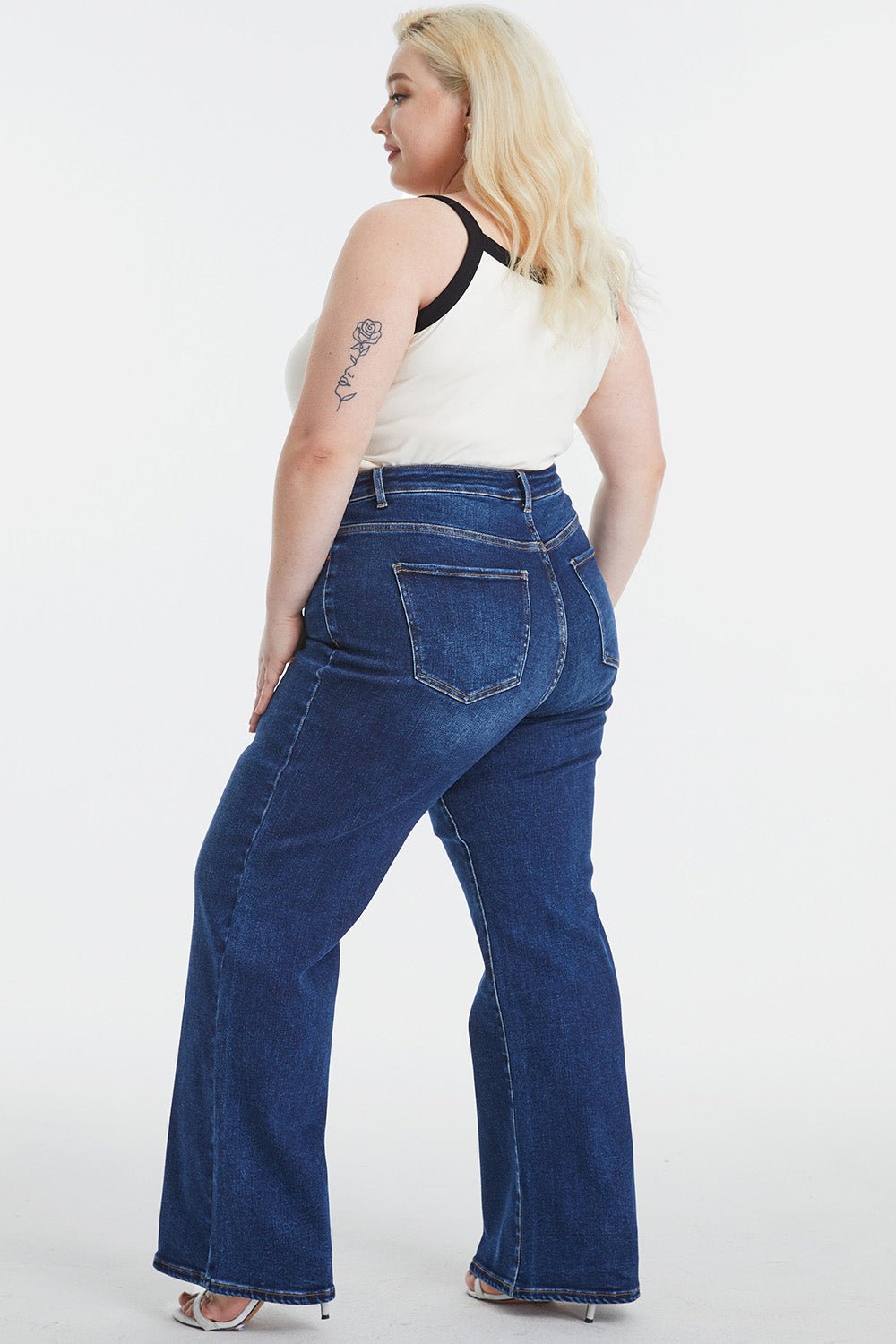 BAYEAS Full Size High Waist Cat's Whisker Wide Leg Jeans - Runway Regalia