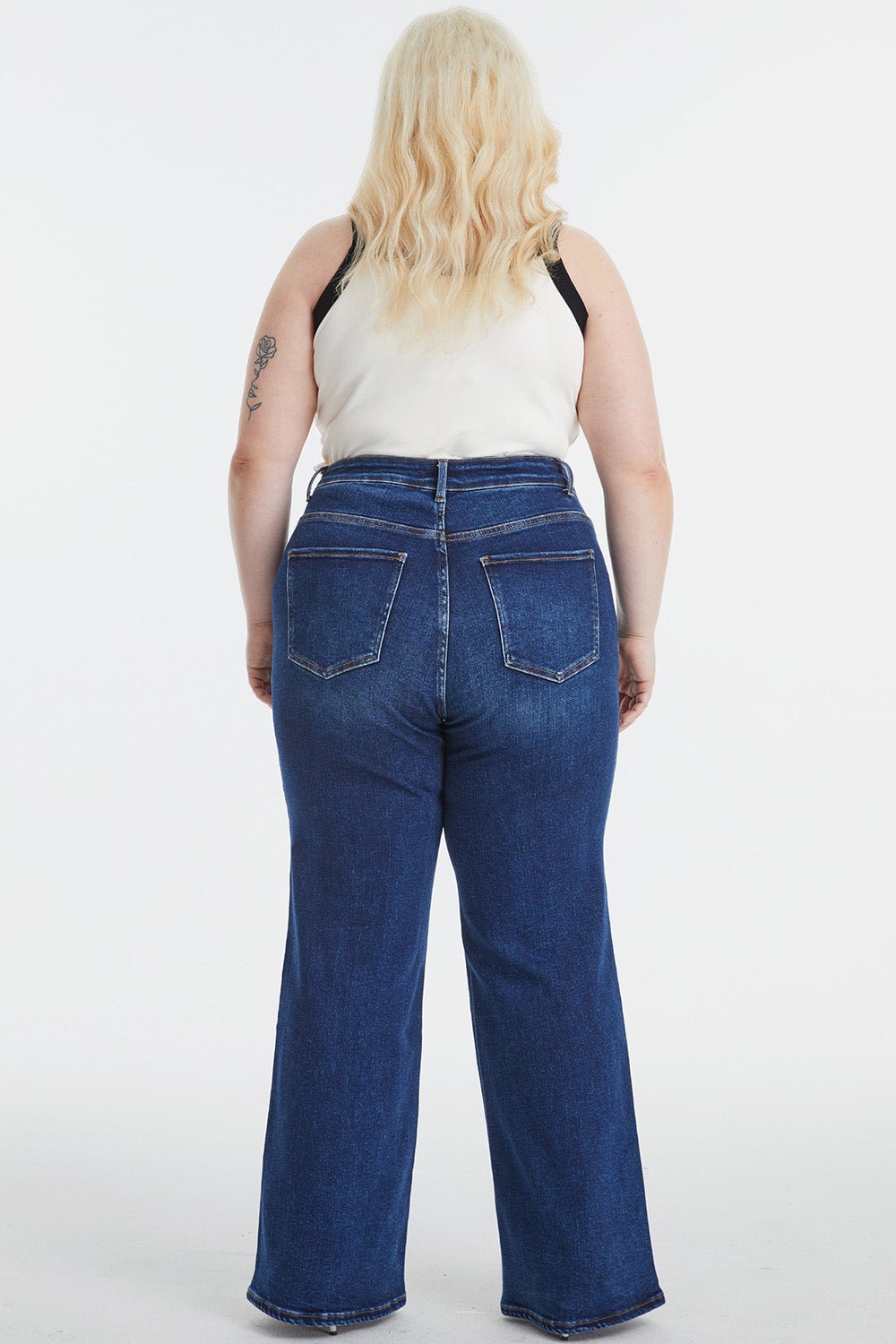 BAYEAS Full Size High Waist Cat's Whisker Wide Leg Jeans - Runway Regalia