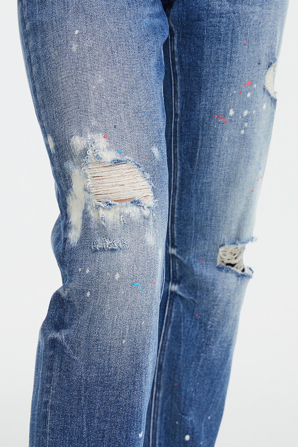 BAYEAS Full Size High Waist Distressed Paint Splatter Pattern Jeans - Runway Regalia