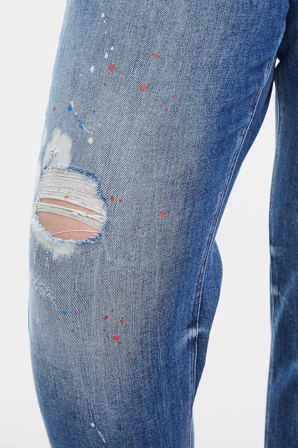 BAYEAS Full Size High Waist Distressed Paint Splatter Pattern Jeans - Runway Regalia