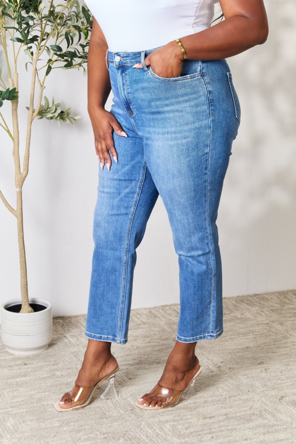 BAYEAS Full Size High Waist Straight Jeans - Runway Regalia