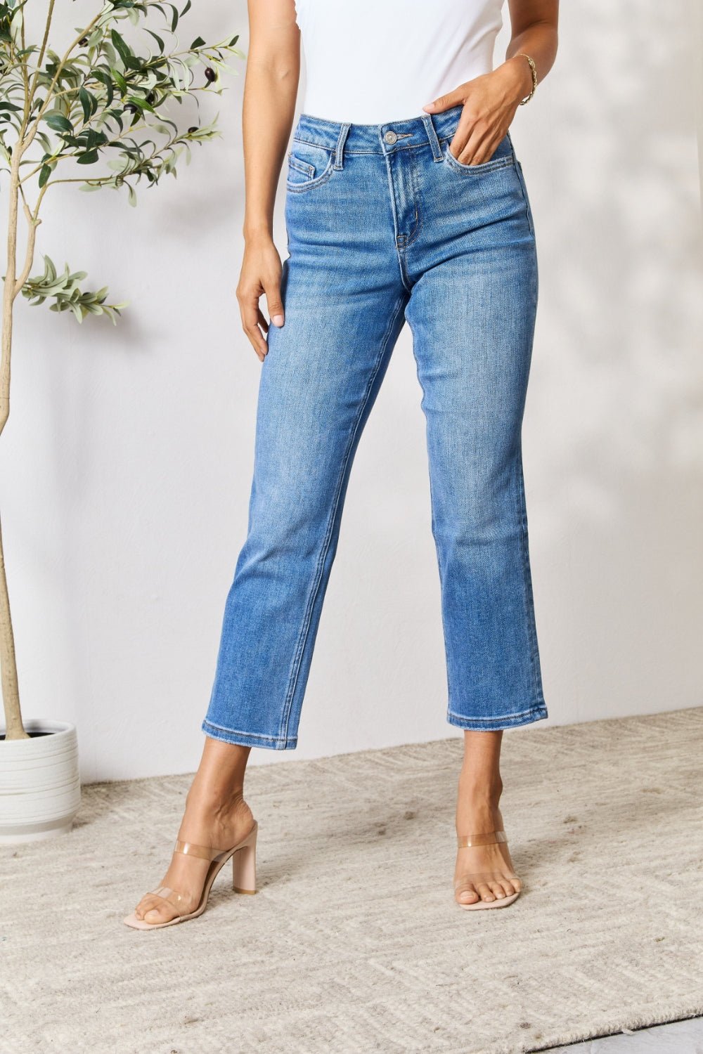 BAYEAS Full Size High Waist Straight Jeans - Runway Regalia