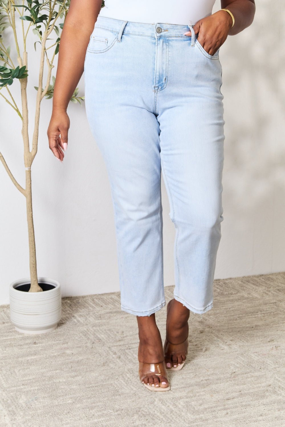 BAYEAS Full Size High Waist Straight Jeans - Runway Regalia