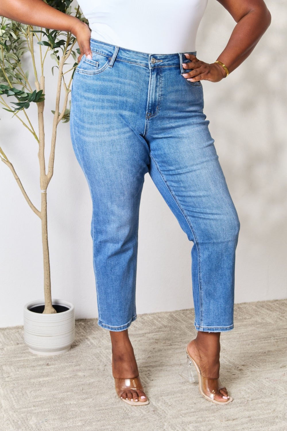 BAYEAS Full Size High Waist Straight Jeans - Runway Regalia