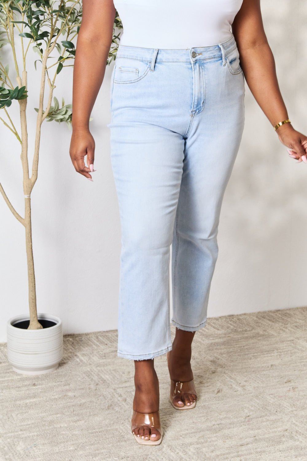 BAYEAS Full Size High Waist Straight Jeans - Runway Regalia