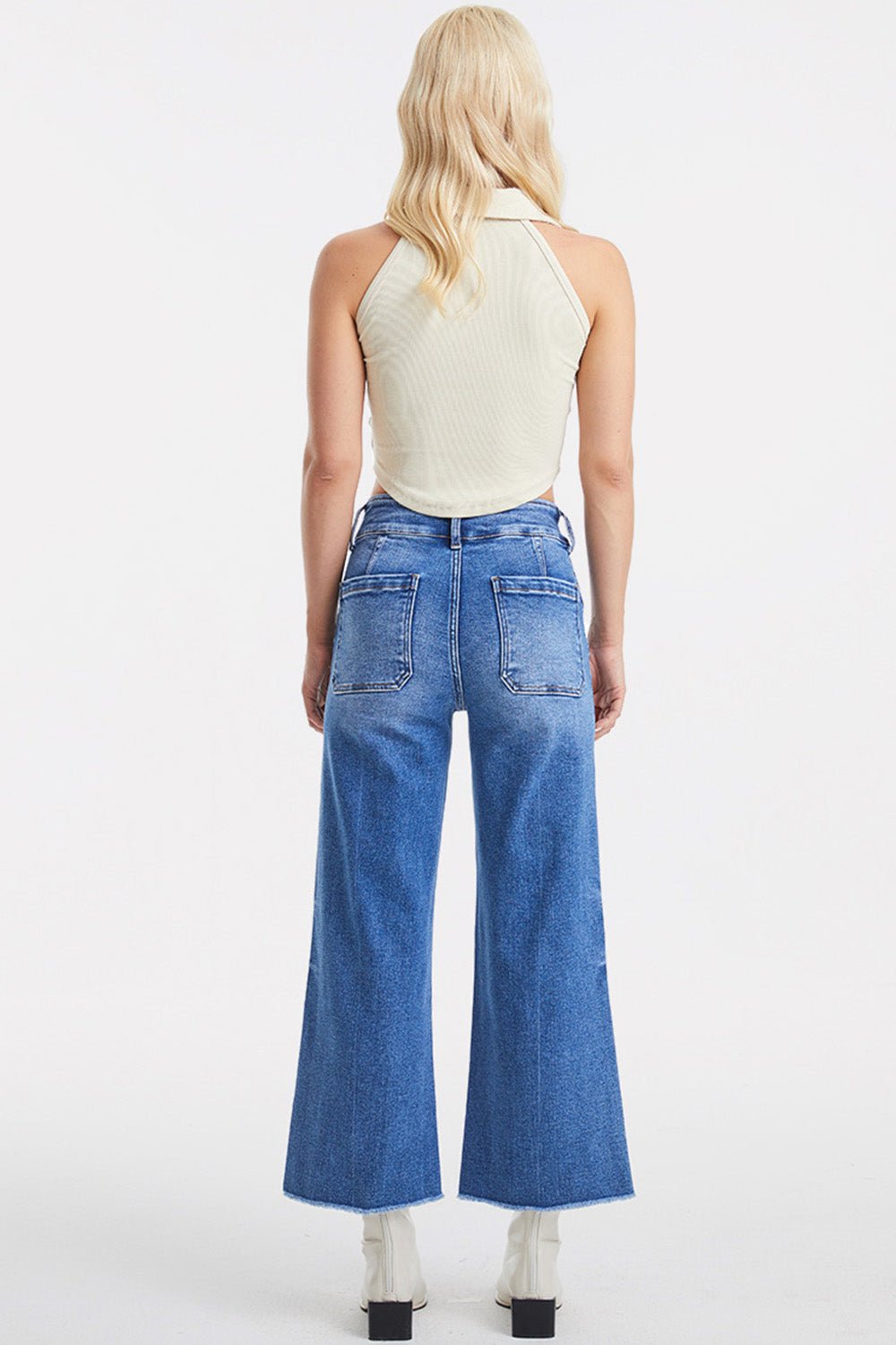 BAYEAS Full Size Raw Hem High Waist Wide Leg Jeans - Runway Regalia