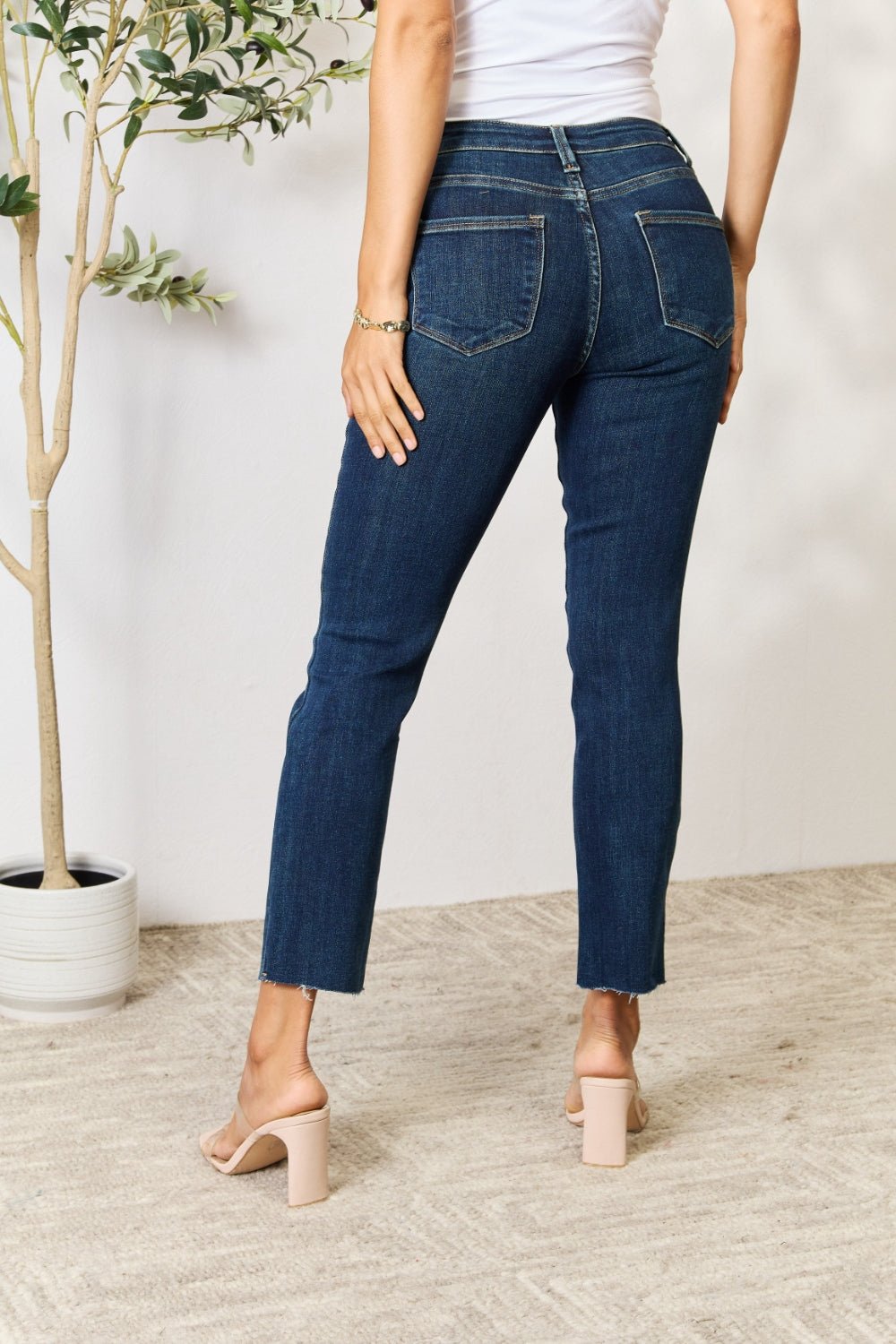 BAYEAS Full Size Raw Hem Straight Jeans - Runway Regalia