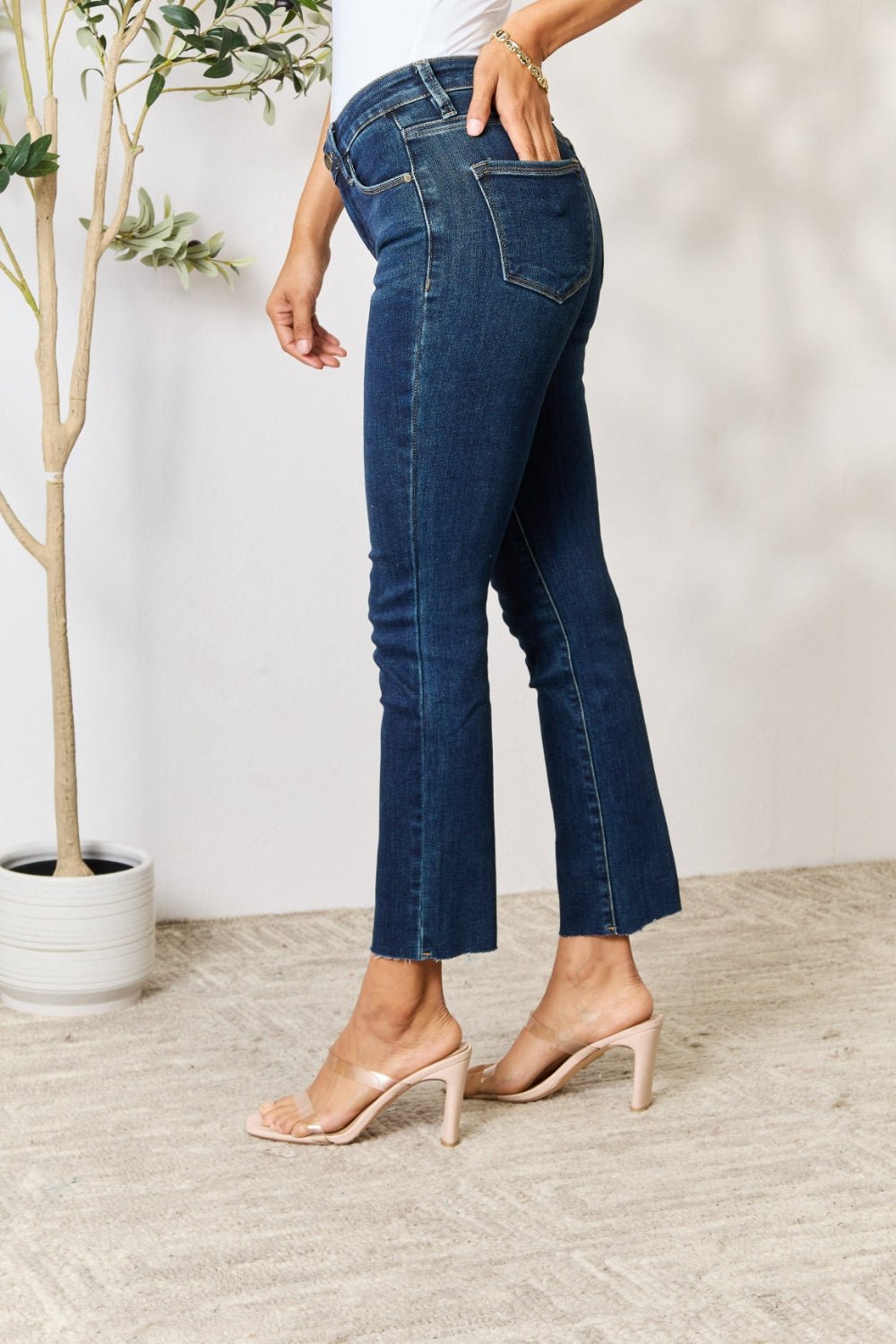 BAYEAS Full Size Raw Hem Straight Jeans - Runway Regalia