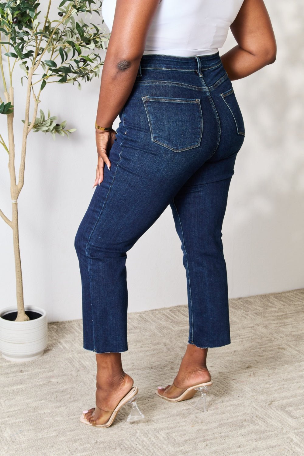 BAYEAS Full Size Raw Hem Straight Jeans - Runway Regalia