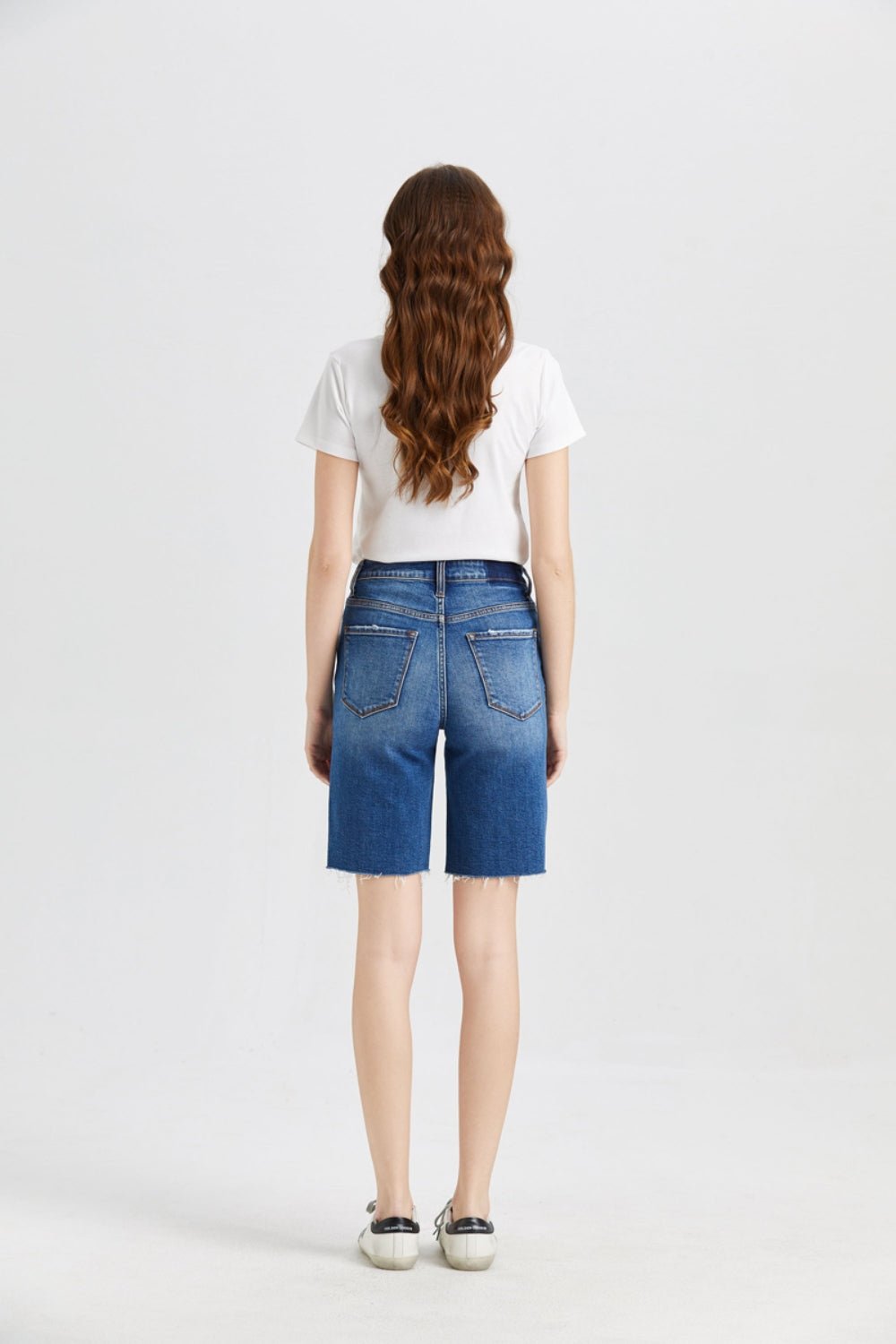 BAYEAS Full Size Super High Rise Denim Bermuda Shorts - Runway Regalia