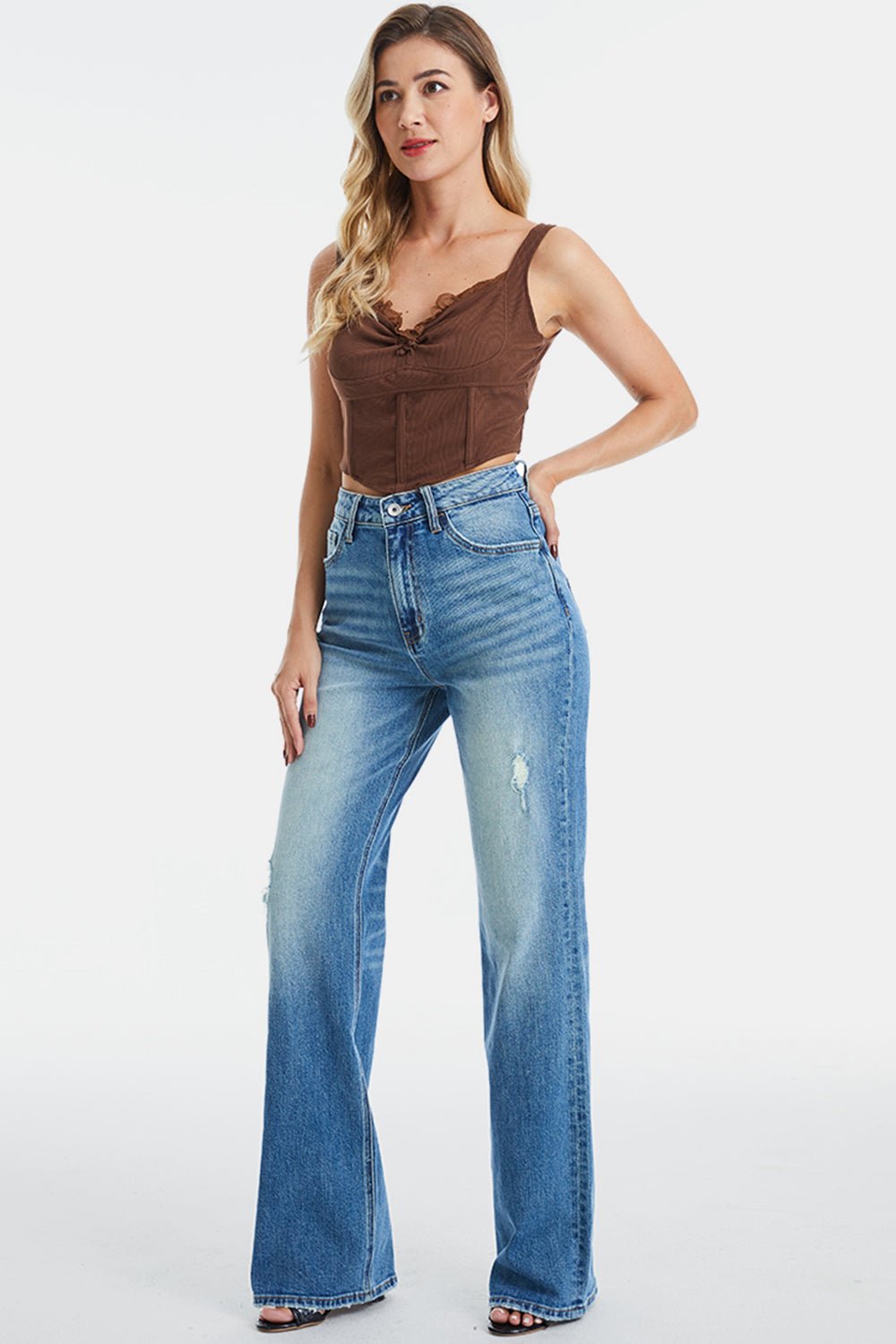 BAYEAS Full Size Ultra High - Waist Gradient Bootcut Jeans - Runway Regalia