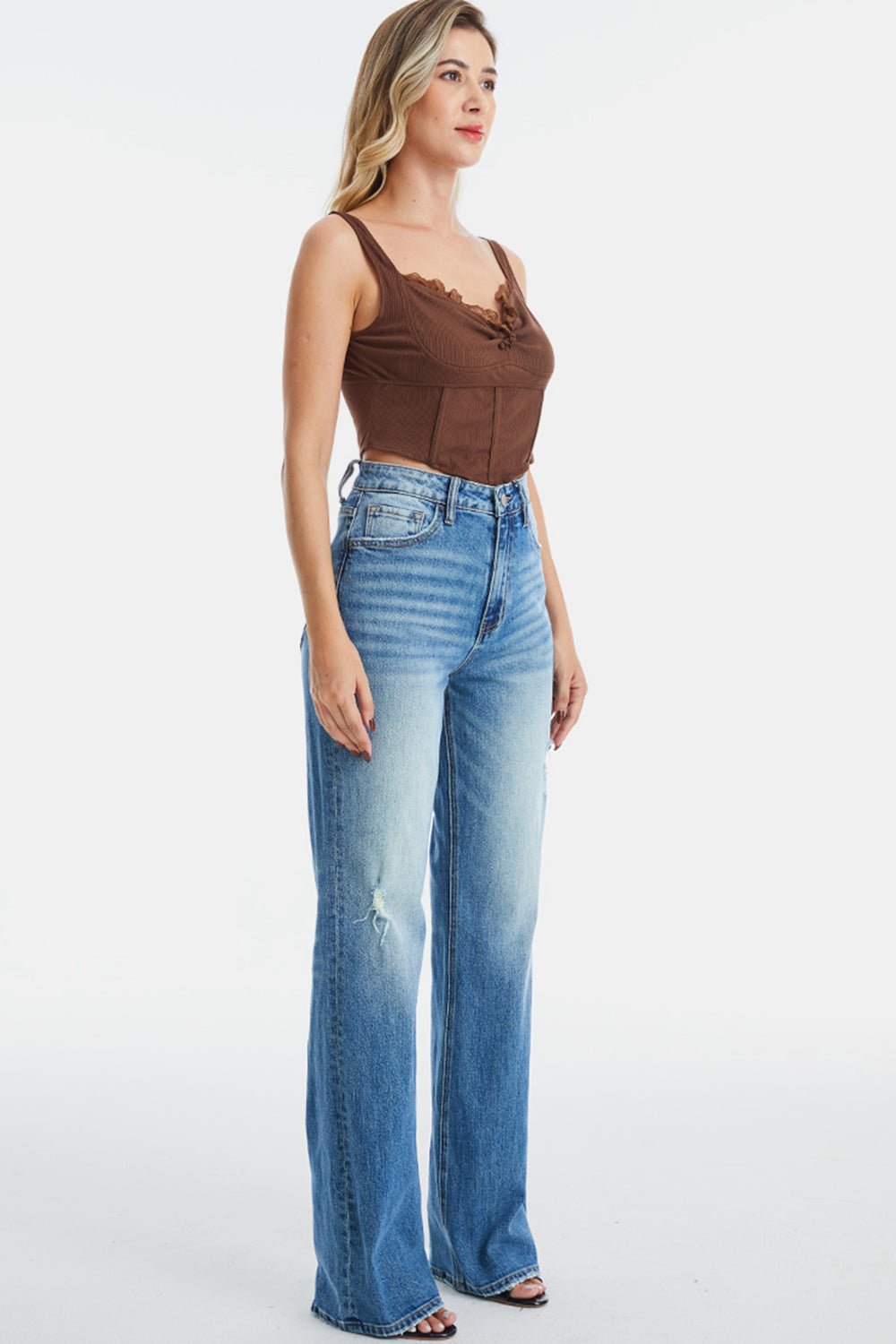 BAYEAS Full Size Ultra High - Waist Gradient Bootcut Jeans - Runway Regalia