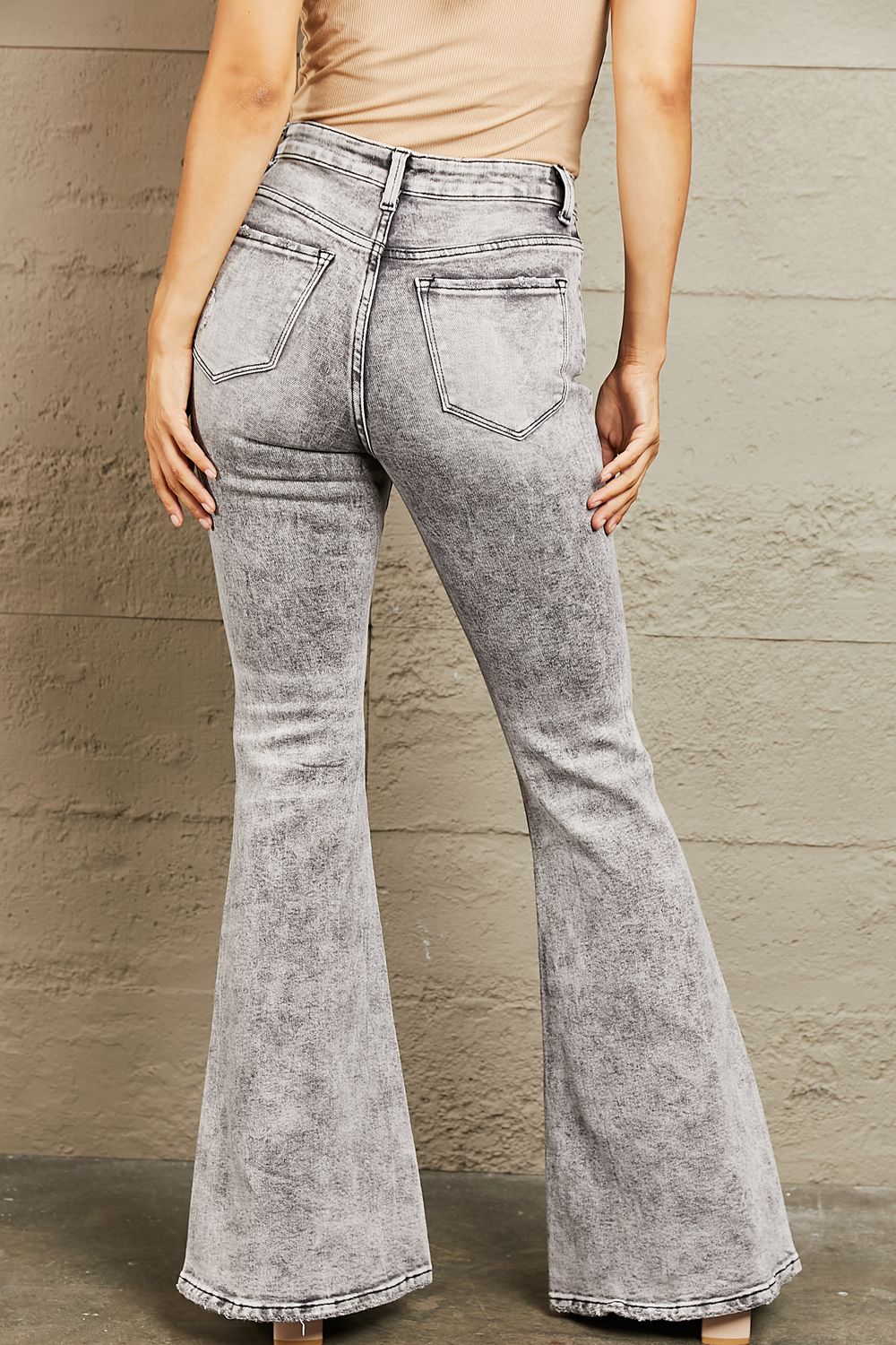 BAYEAS High Waisted Acid Wash Flare Jeans - Runway Regalia