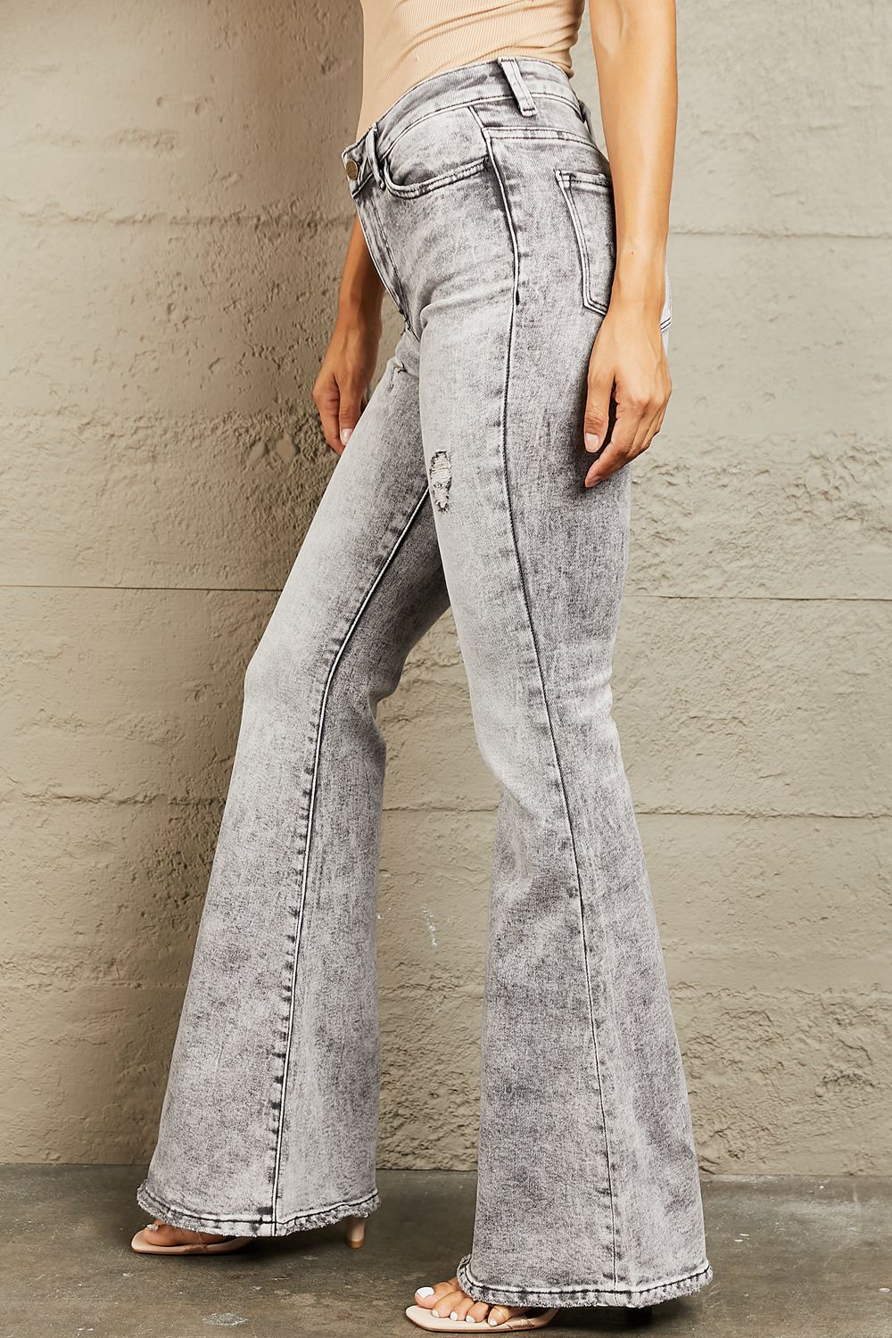 BAYEAS High Waisted Acid Wash Flare Jeans - Runway Regalia