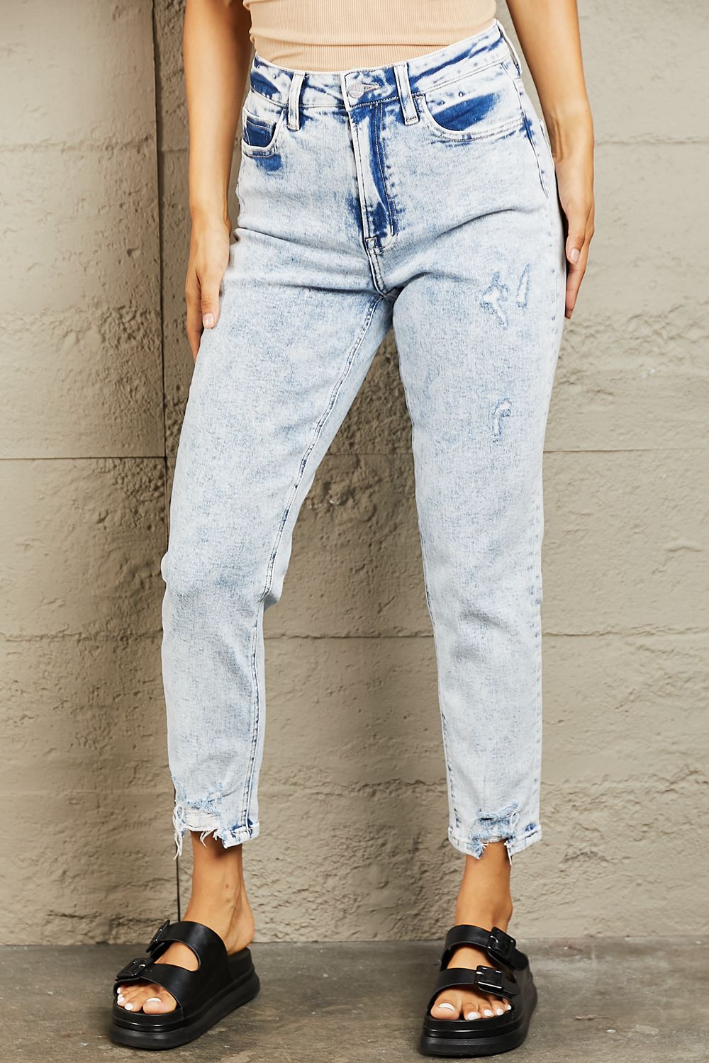 BAYEAS High Waisted Acid Wash Skinny Jeans - Runway Regalia