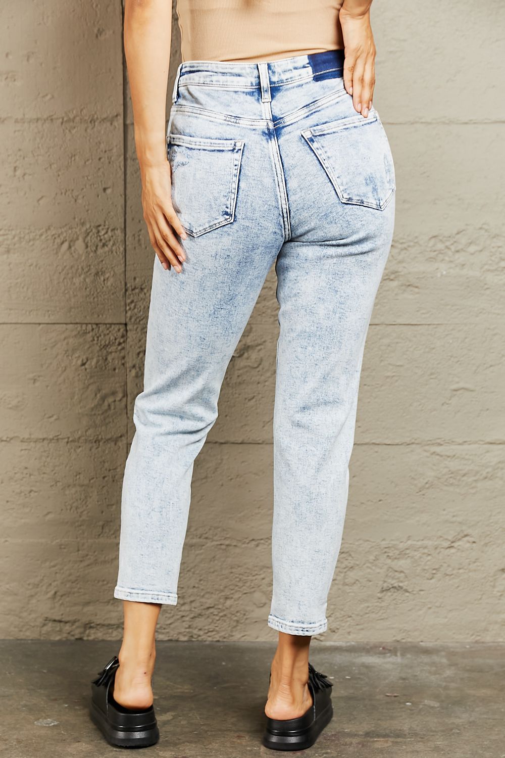 BAYEAS High Waisted Acid Wash Skinny Jeans - Runway Regalia