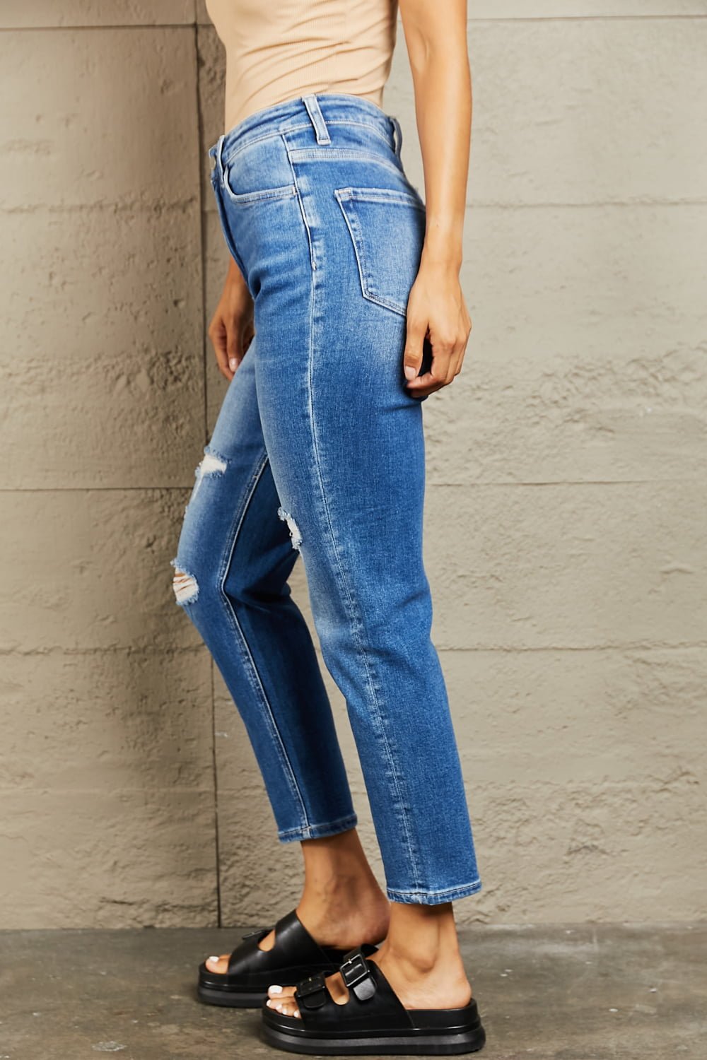 BAYEAS High Waisted Cropped Dad Jeans - Runway Regalia