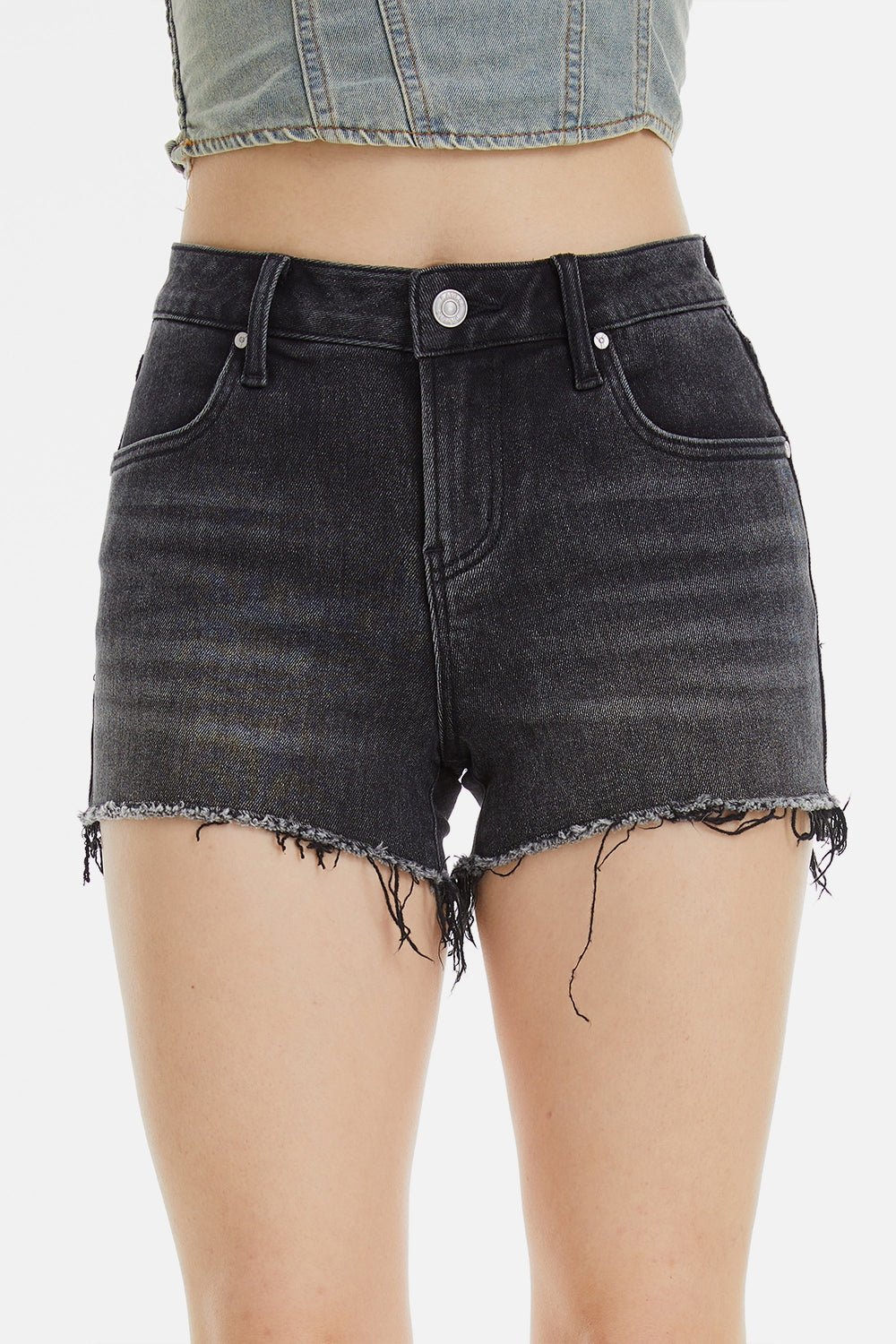 BAYEAS Raw Hem Denim Shorts - Runway Regalia