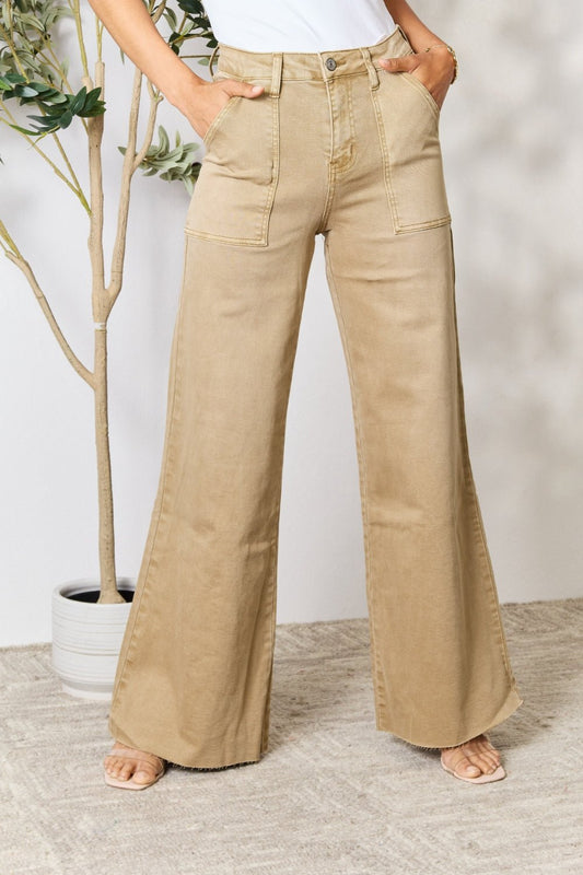 BAYEAS Raw Hem Wide Leg Jeans - Runway Regalia