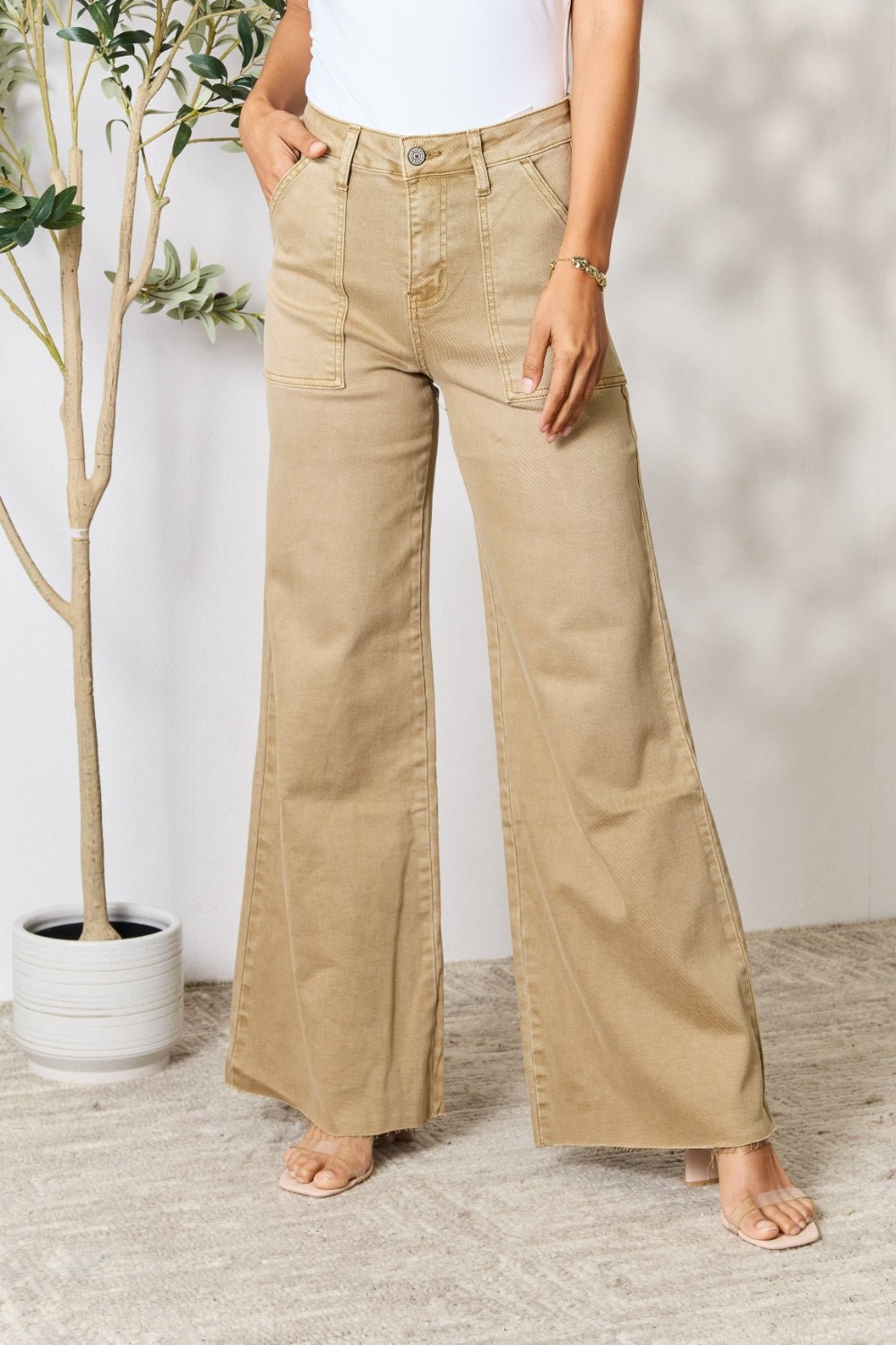 BAYEAS Raw Hem Wide Leg Jeans - Runway Regalia