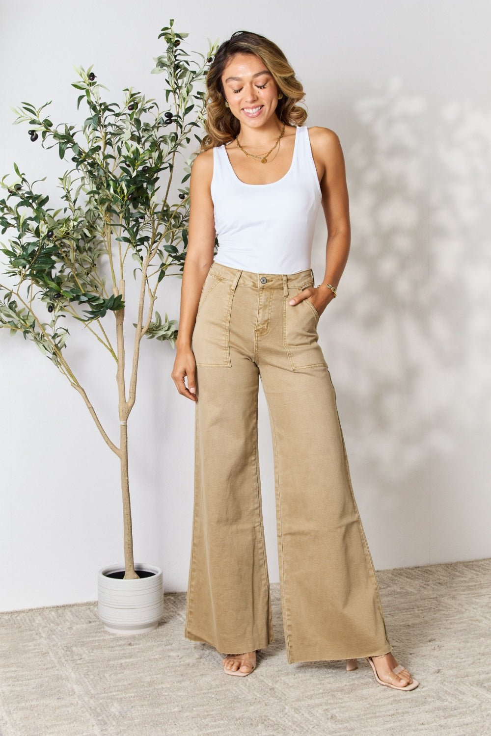 BAYEAS Raw Hem Wide Leg Jeans - Runway Regalia