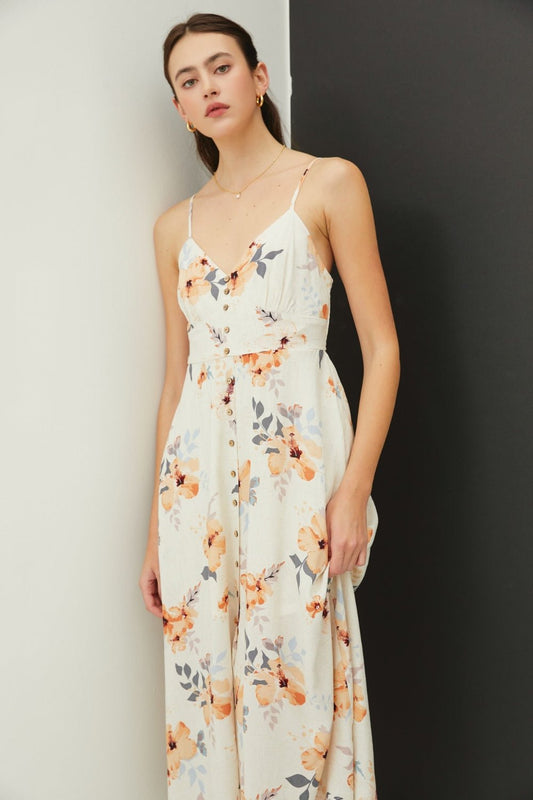 Be Cool Floral Button Down Cami Midi Dress - Runway Regalia