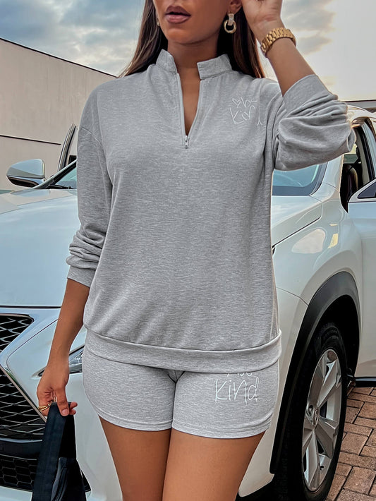 BE KIND Graphic Quarter - Zip Sweatshirt and Shorts Set - Runway Regalia