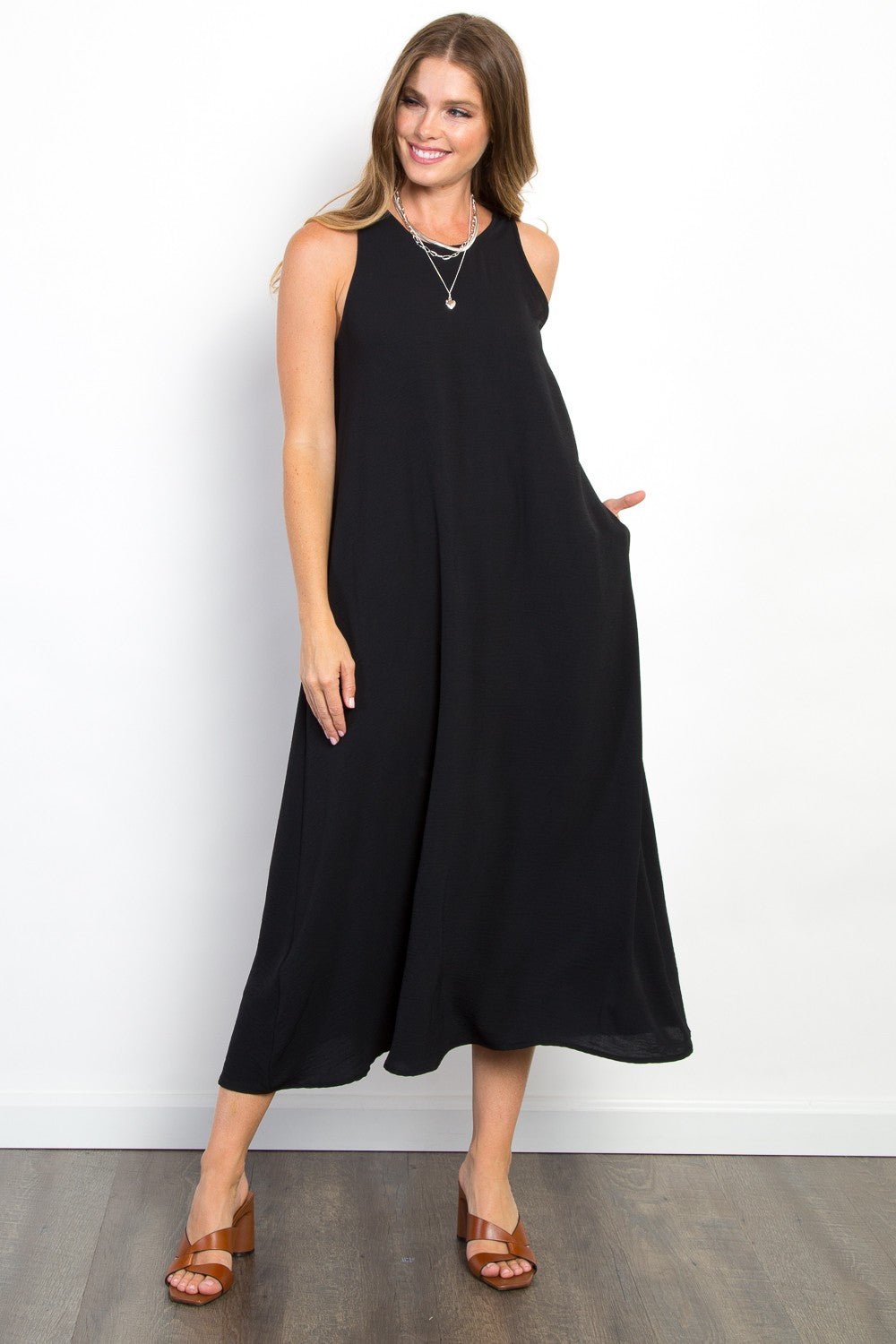 Be Stage Midi Tank Dress with Pockets - Runway Regalia