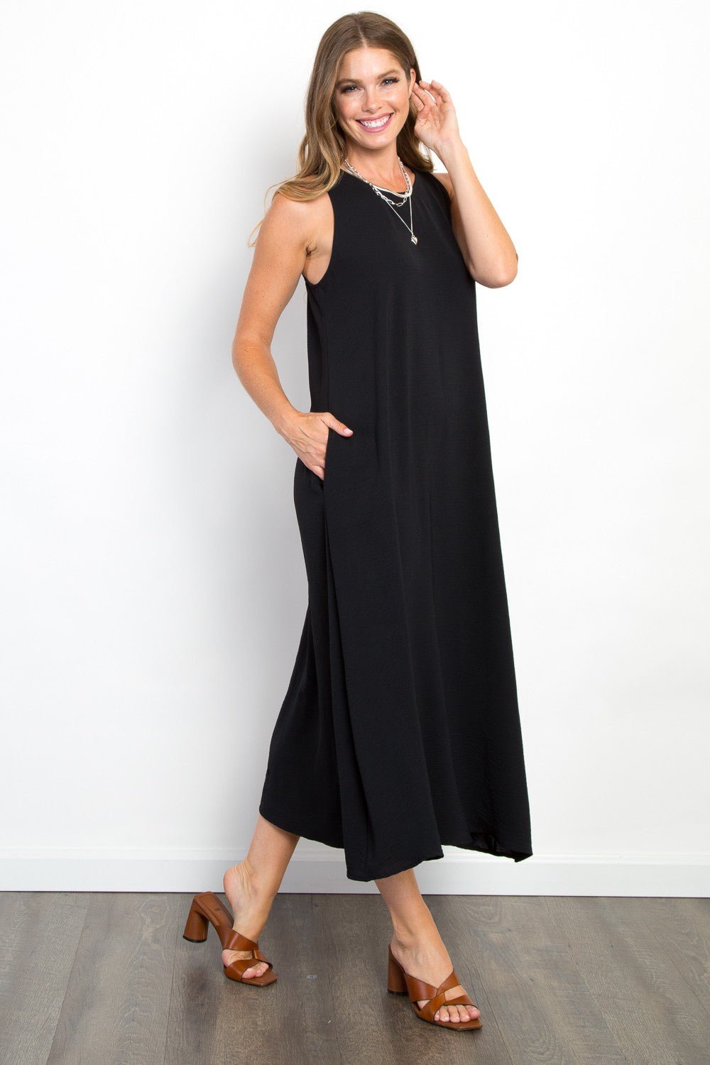 Be Stage Midi Tank Dress with Pockets - Runway Regalia