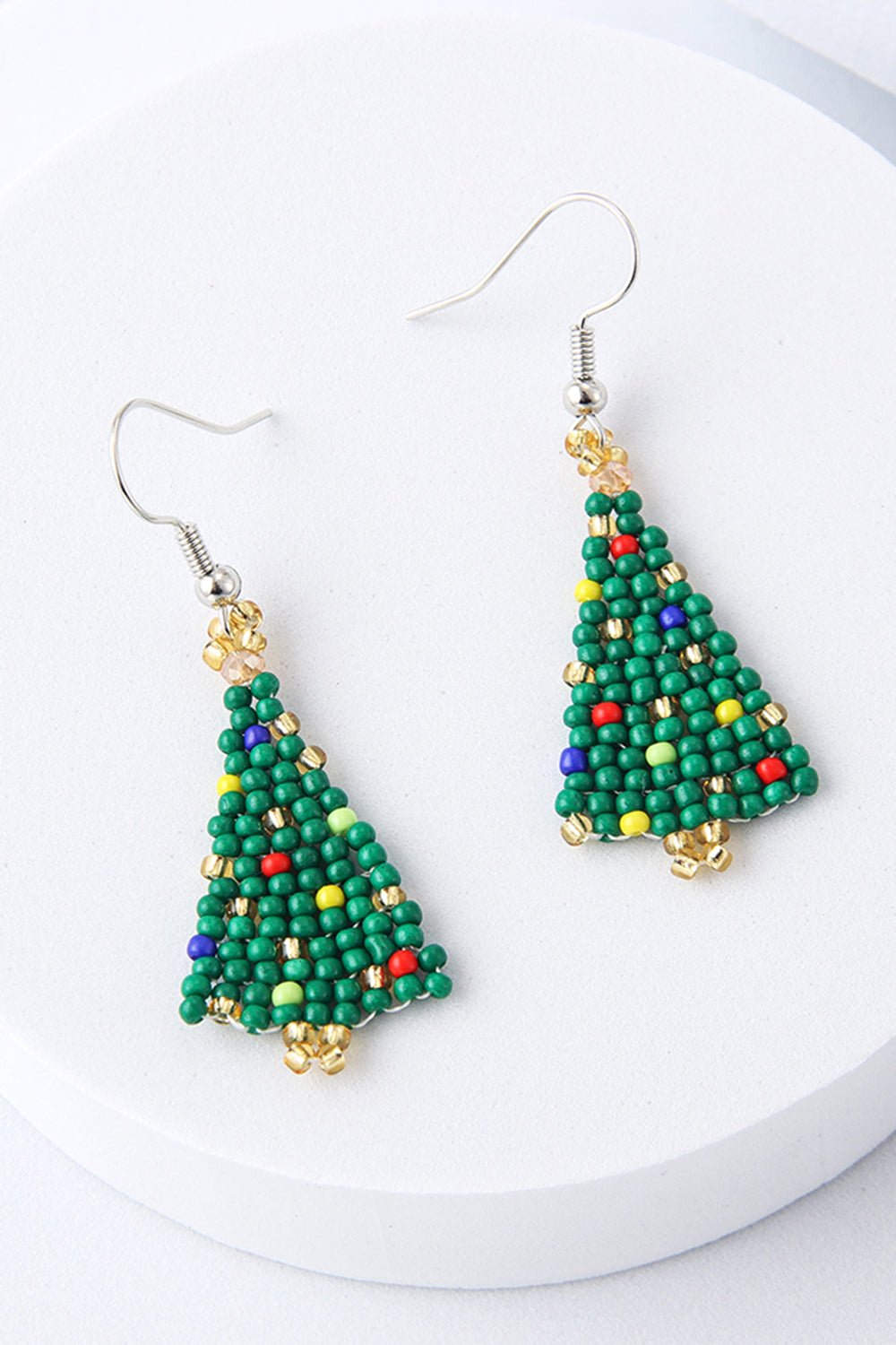 Beaded Christmas Tree Earrings - Runway Regalia