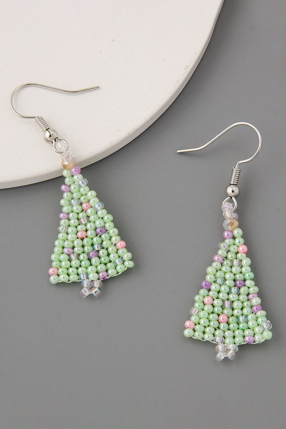 Beaded Christmas Tree Earrings - Runway Regalia