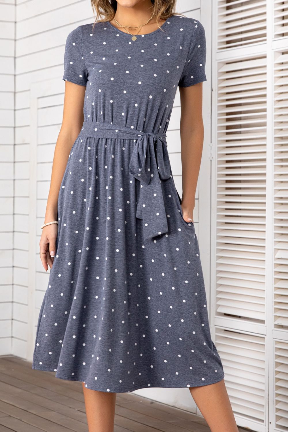 Belted Tee Dress With Pockets - Runway Regalia