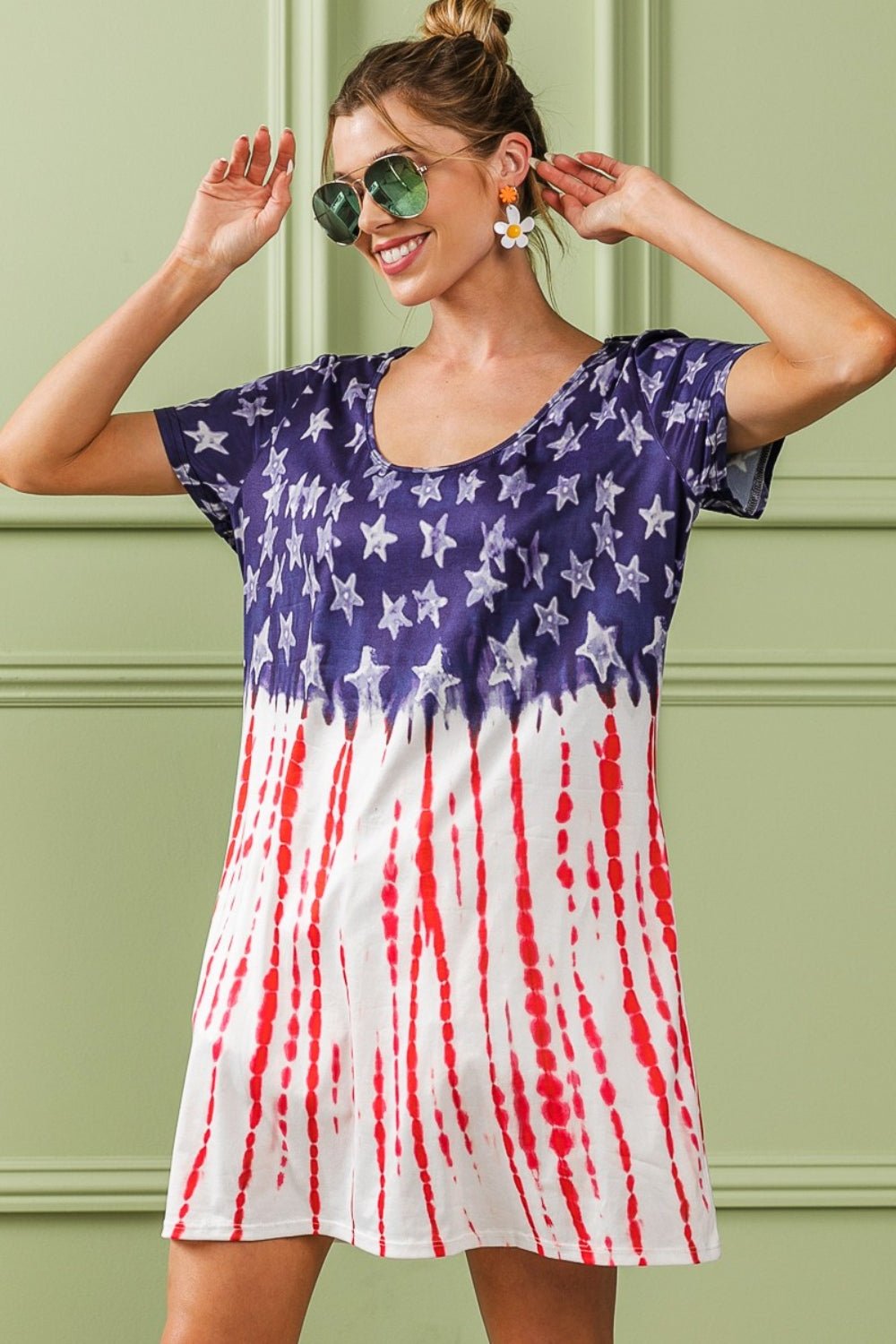 BiBi American Flag Theme Tee Dress - Runway Regalia