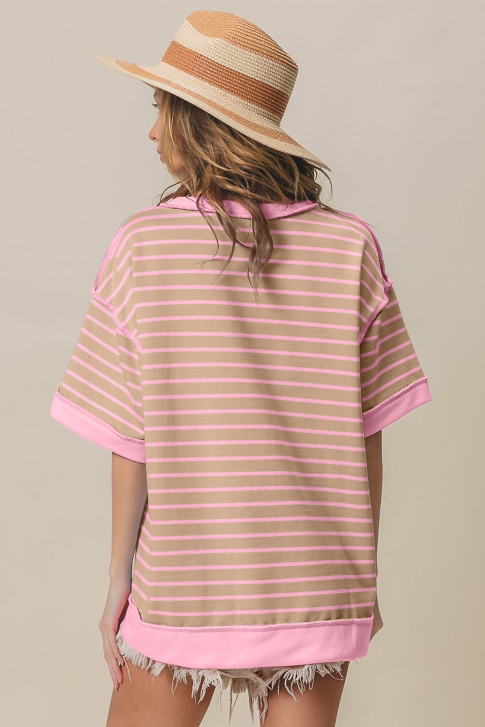 BiBi Exposed Seam Stripe Contrast T-Shirt - Runway Regalia