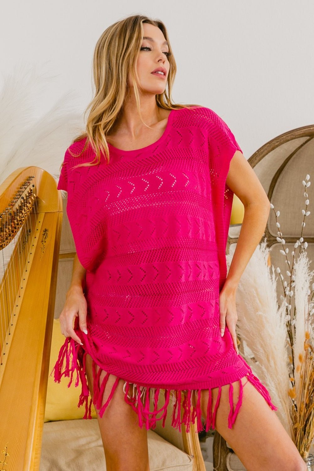 BiBi Fringed Hem Knit Top - Runway Regalia