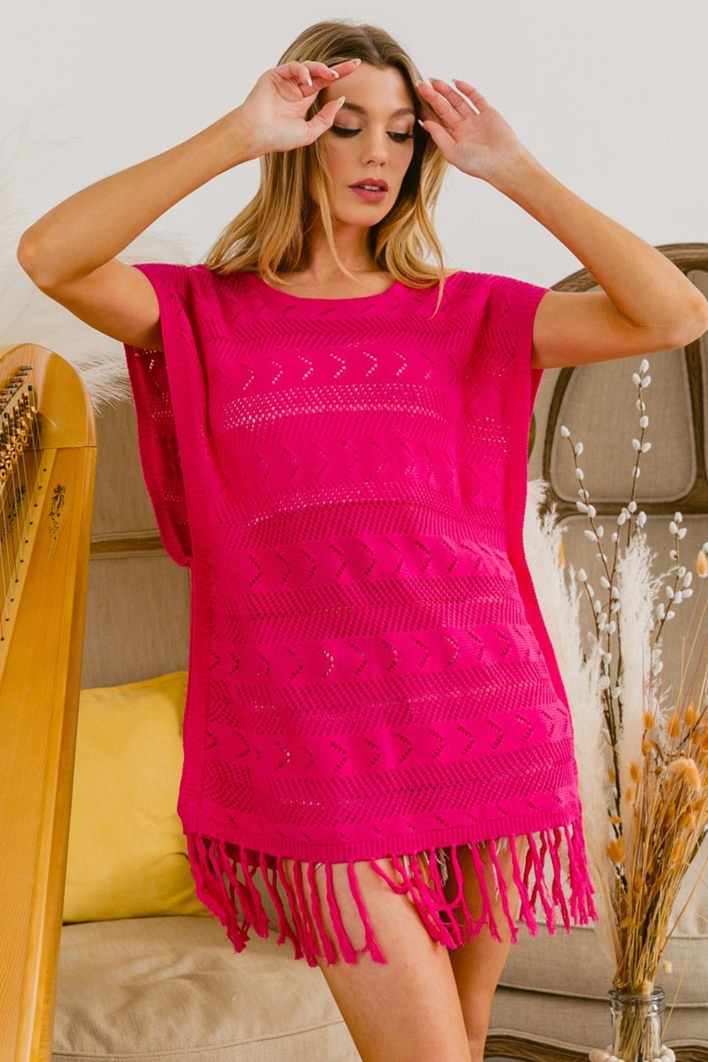 BiBi Fringed Hem Knit Top - Runway Regalia