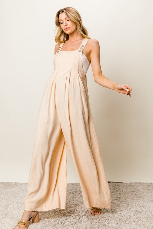 BiBi Texture Sleeveless Wide Leg Jumpsuit - Runway Regalia