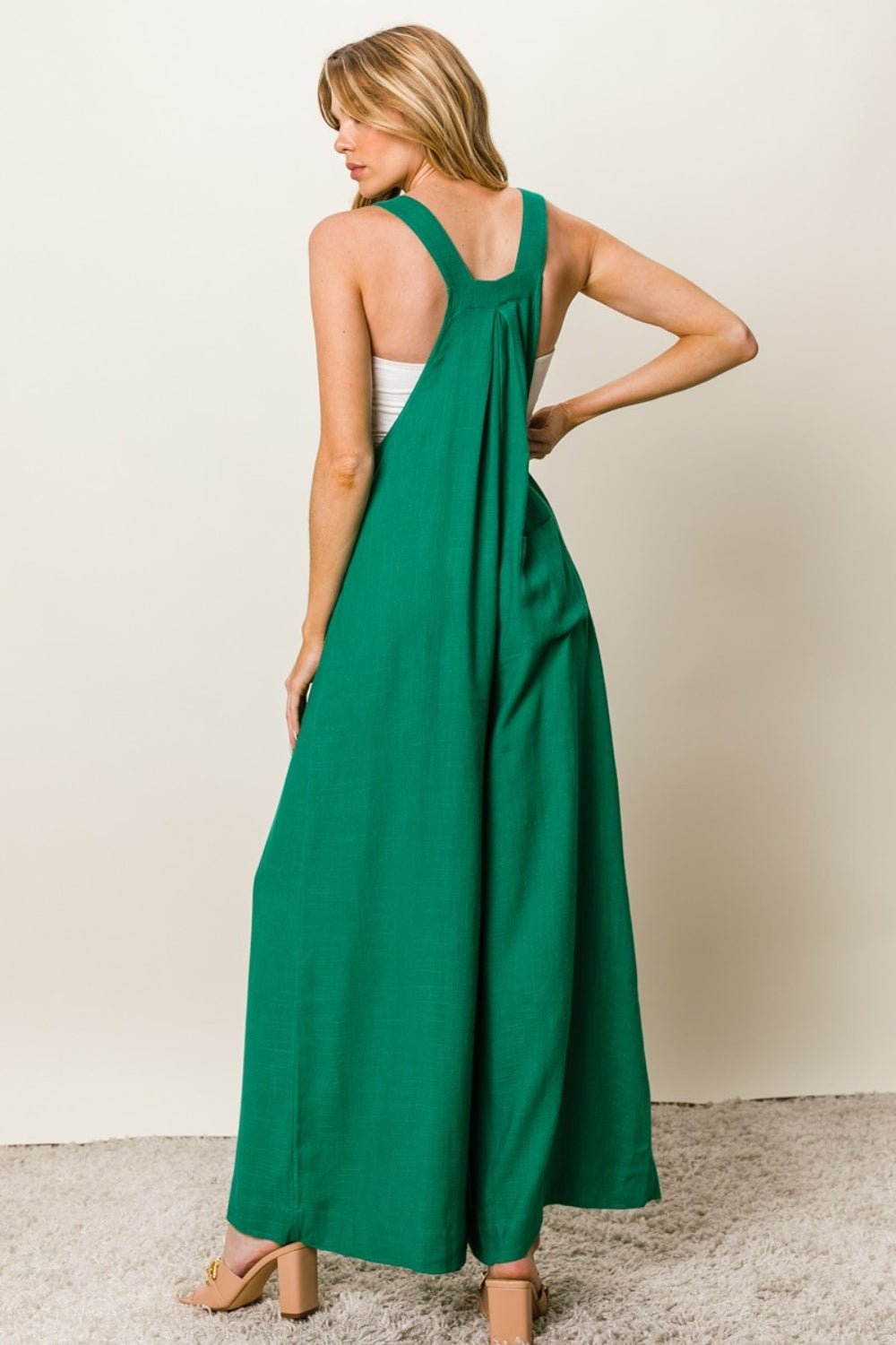 BiBi Texture Sleeveless Wide Leg Jumpsuit - Runway Regalia