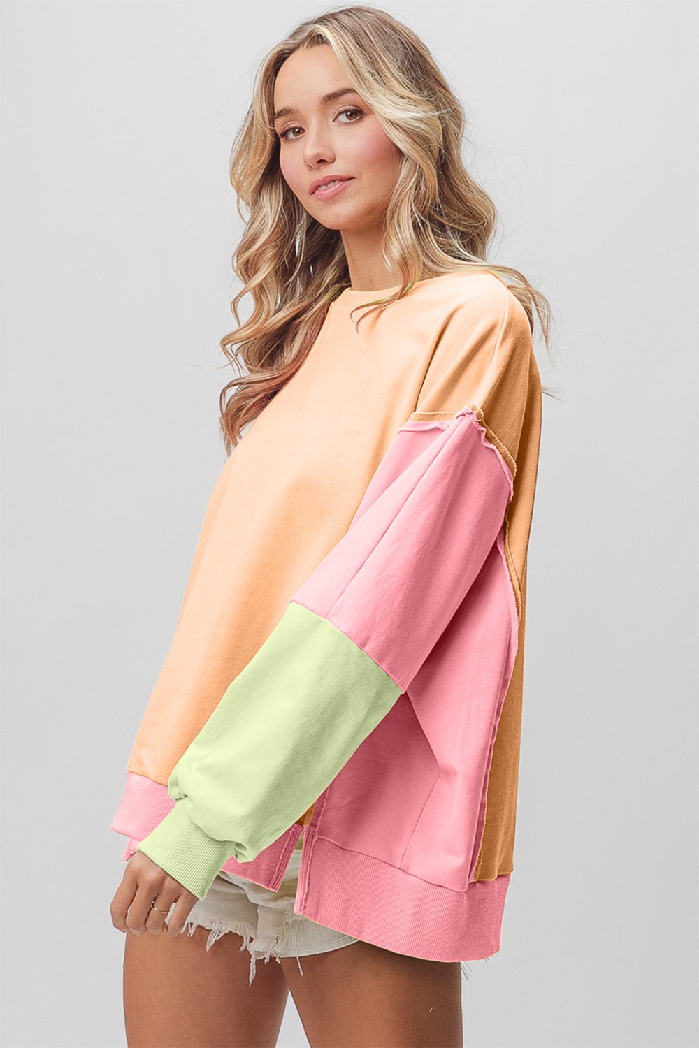 BiBi Washed Color Block Sweatshirt - Runway Regalia