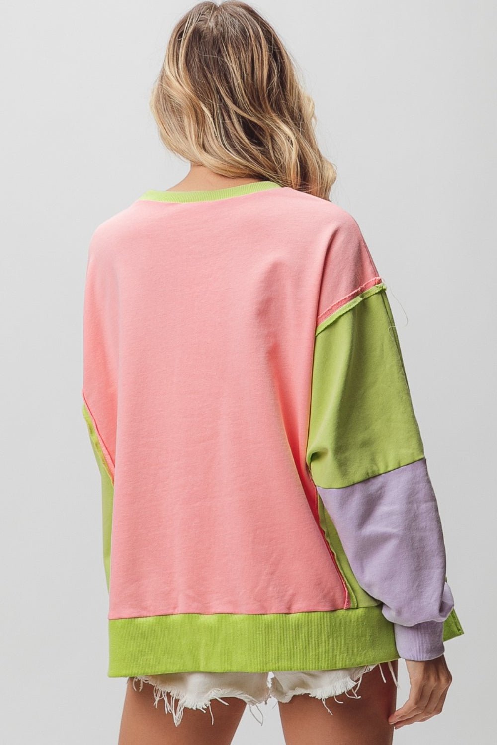 BiBi Washed Color Block Sweatshirt - Runway Regalia