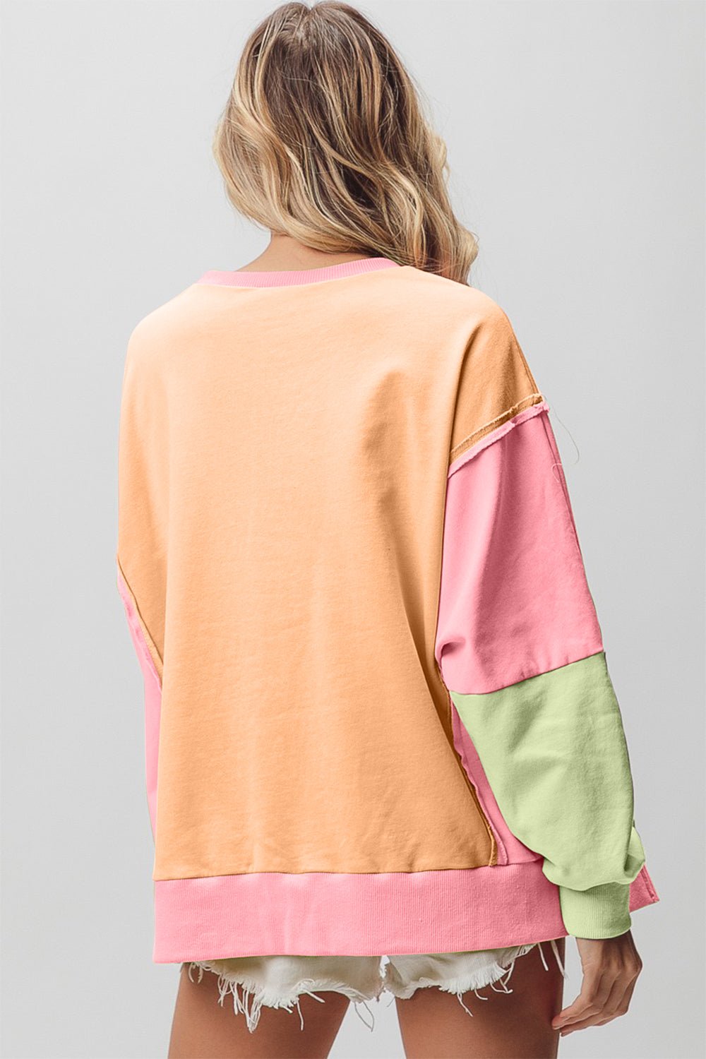 BiBi Washed Color Block Sweatshirt - Runway Regalia