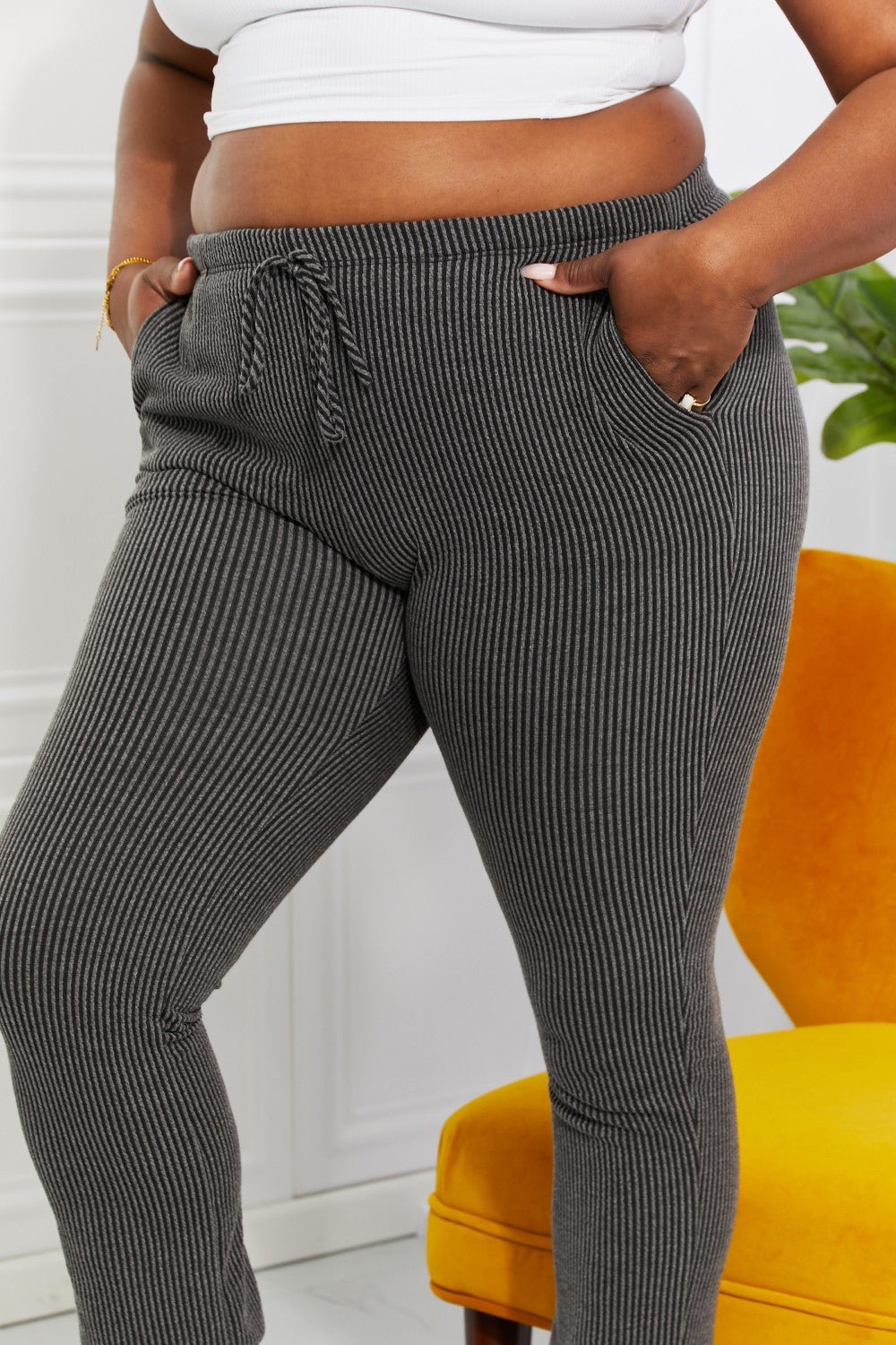 Blumin Apparel Full Size Easy Living Ribbed Joggers - Runway Regalia